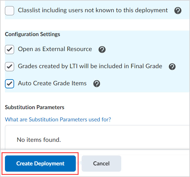 The Create Deployment button is highlighted at the bottom of the Deploy Tool page.